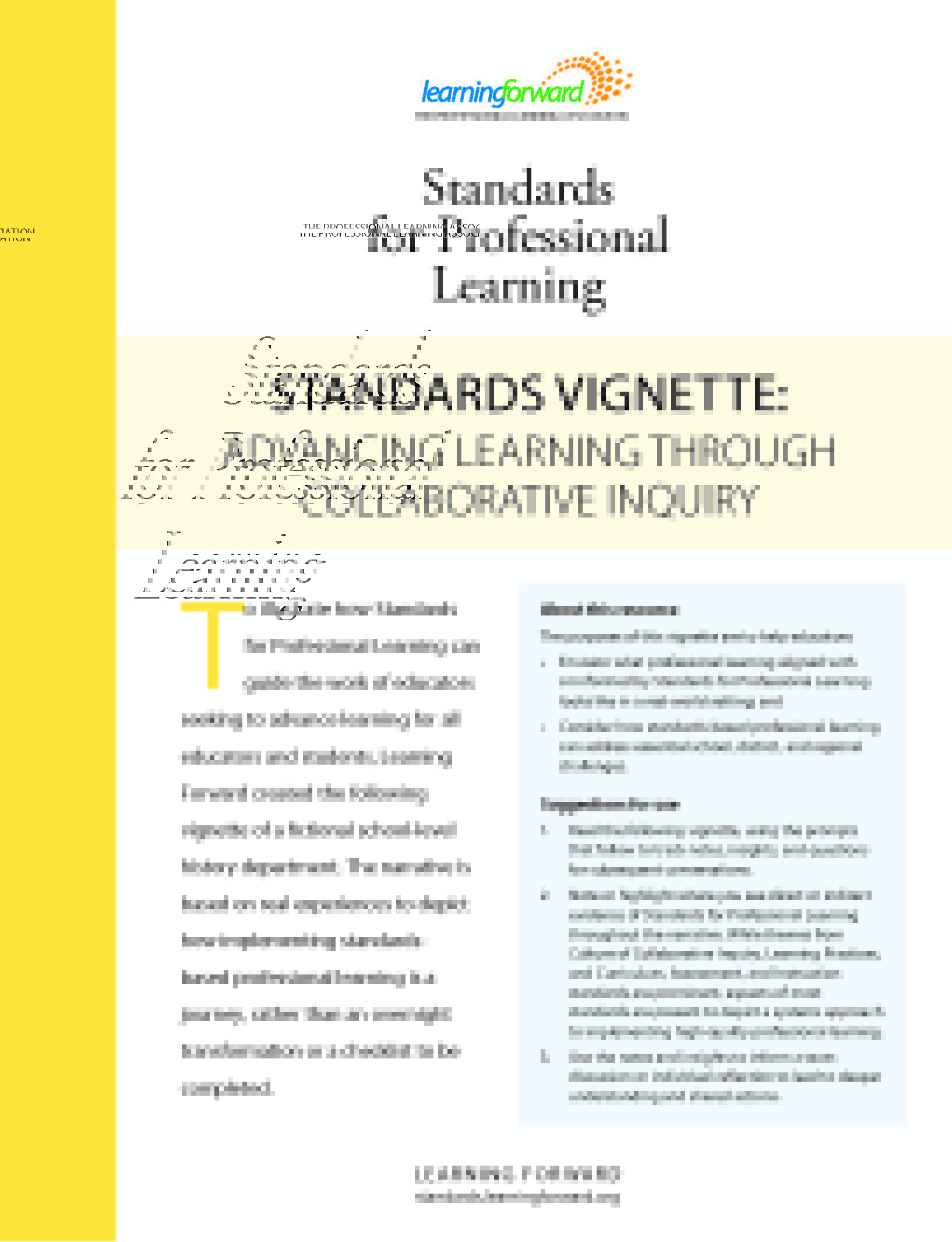 Standards vignette: Advancing learning through collaborative inquiry
